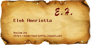 Elek Henrietta névjegykártya