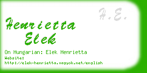 henrietta elek business card